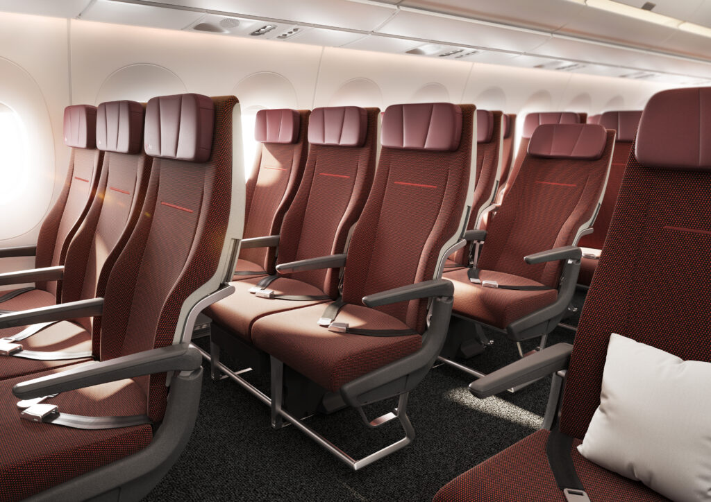 Economy Class on Qantas Project Sunrise A350-1000ULR rendering