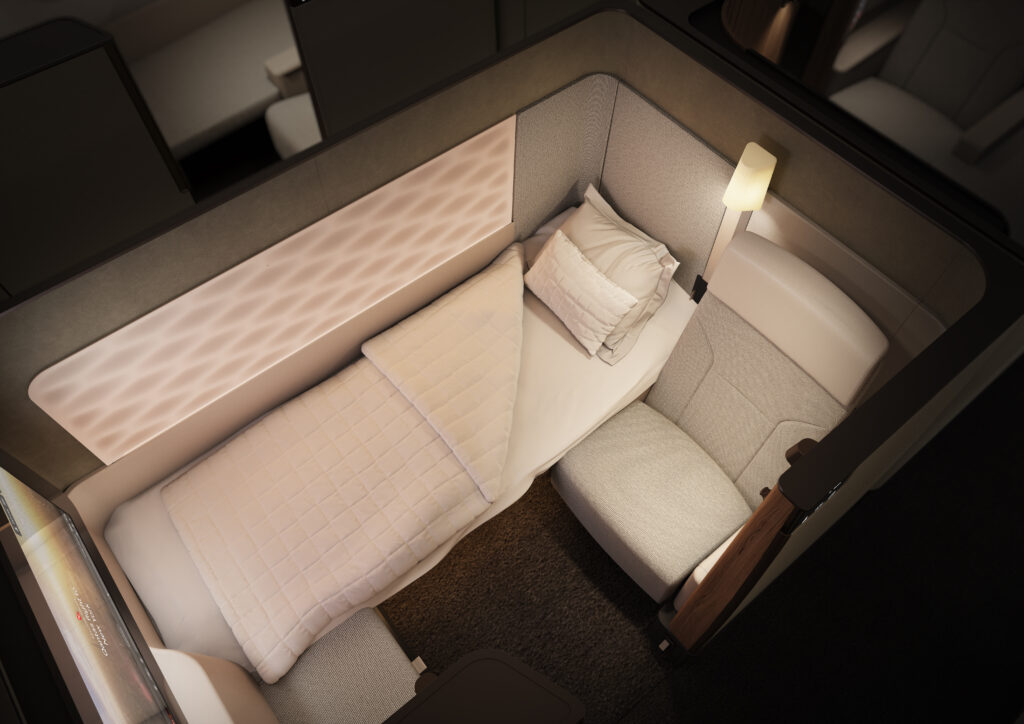 Rendering of Qantas Project Sunrise first class suite