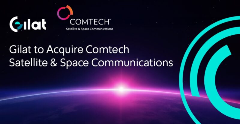 Gilat and Comtech logos above the words "Gilat to Acquire Comtech’s Satellite & Space Communications"
