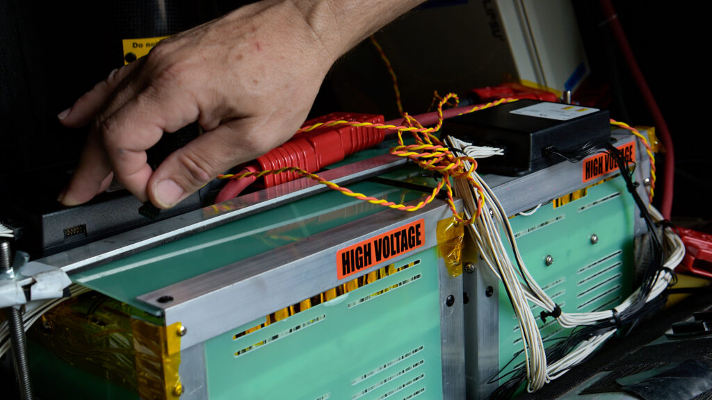 A close up shot of the solid-state batteries