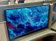 Massive IFE screen in the VantageNOVA First product, as seen on the Thompson Aero Seating stand at AIX