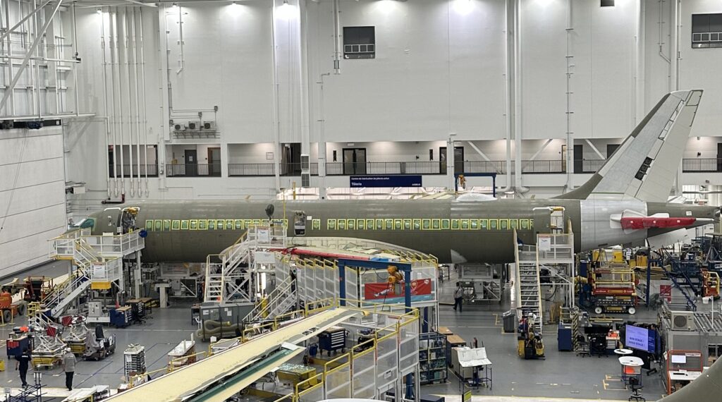 A220 on the Mirabel final assembly line