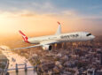 Qantas A350 in flight over London.