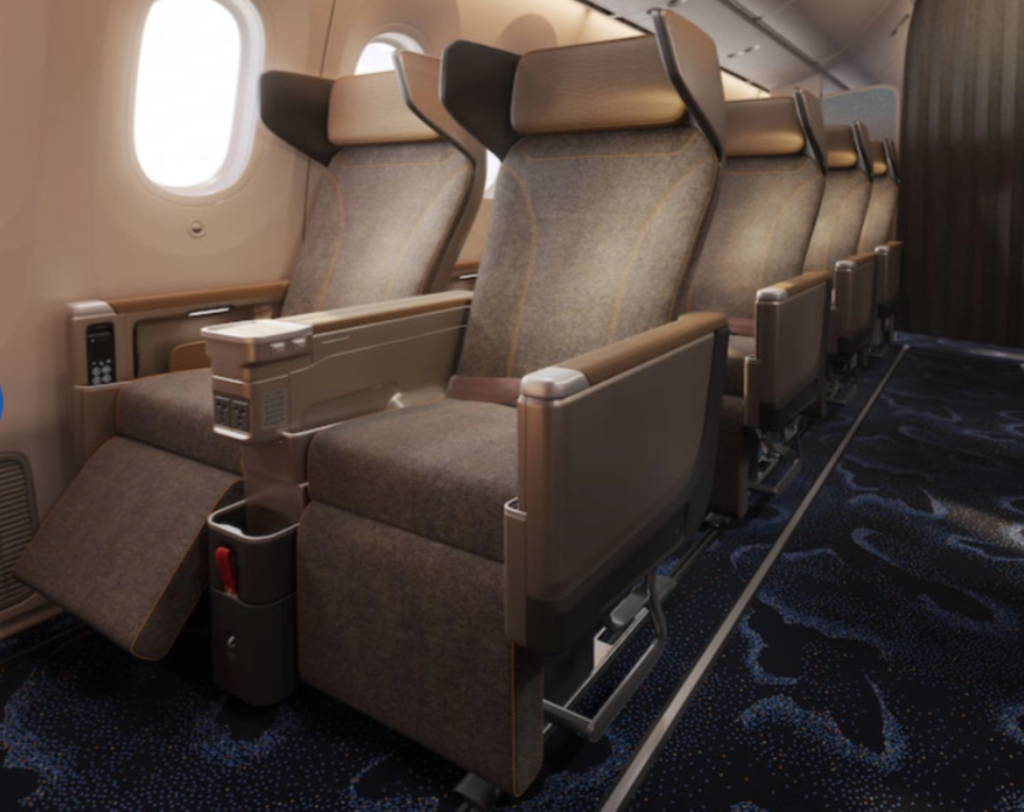 China Airlines 787 premium economy class seat.