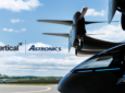 Vertical Aerospace eVTOL with their logo and Astronics' logo beside it.