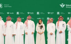 Executive members of Saudia Group pose for a photo.