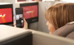 An Iberia passenger is using their mobile device connected to Starlink in flight.