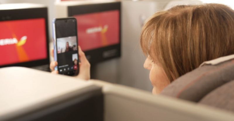 An Iberia passenger is using their mobile device connected to Starlink in flight.