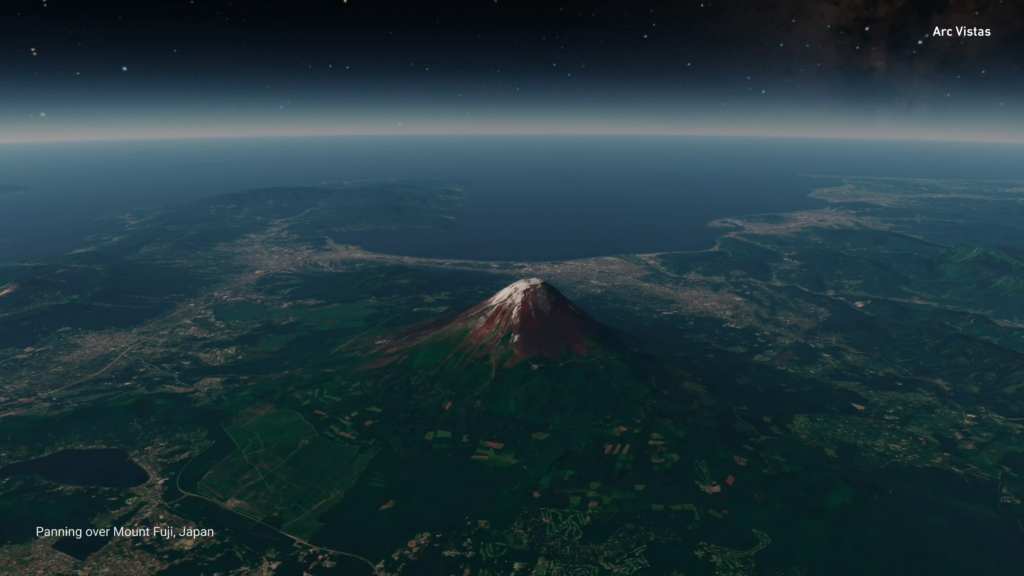 Mount Fuji as seen on Arc by Panasonic Avionics.