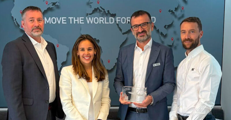 From left to right: Craig Allan, Vice-President, Supply Chain and Manufacturing, MHI RJ Amel Belkhamsa, Vice-President, Commercial services and customer support, MHI RJ Antonio Ficca, Vice-President, Strategy, Marketing & Communications, Expliseat Adrien Pallix, Program manager, Expliseat