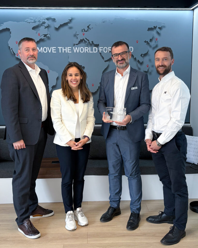 From left to right: Craig Allan, Vice-President, Supply Chain and Manufacturing, MHI RJ Amel Belkhamsa, Vice-President, Commercial services and customer support, MHI RJ Antonio Ficca, Vice-President, Strategy, Marketing & Communications, Expliseat Adrien Pallix, Program manager, Expliseat