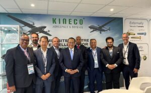 left to right: Sudhi Ranjan Mukherjee (COO, Kineco), Mario Haider (Director Procurement, FACC), Tongyu Xu (CSO, FACC), Andreas Furthmayr (EVP Aerostructures, FACC), Sekhar Sardessai (CMD Kineco), Vivek Srivastava (Group CEO Kineco), Avanish Dwivedi (Kineco), Ved Sardessai (Kineco), Thomas Kraus (EVP Procurement FACC)