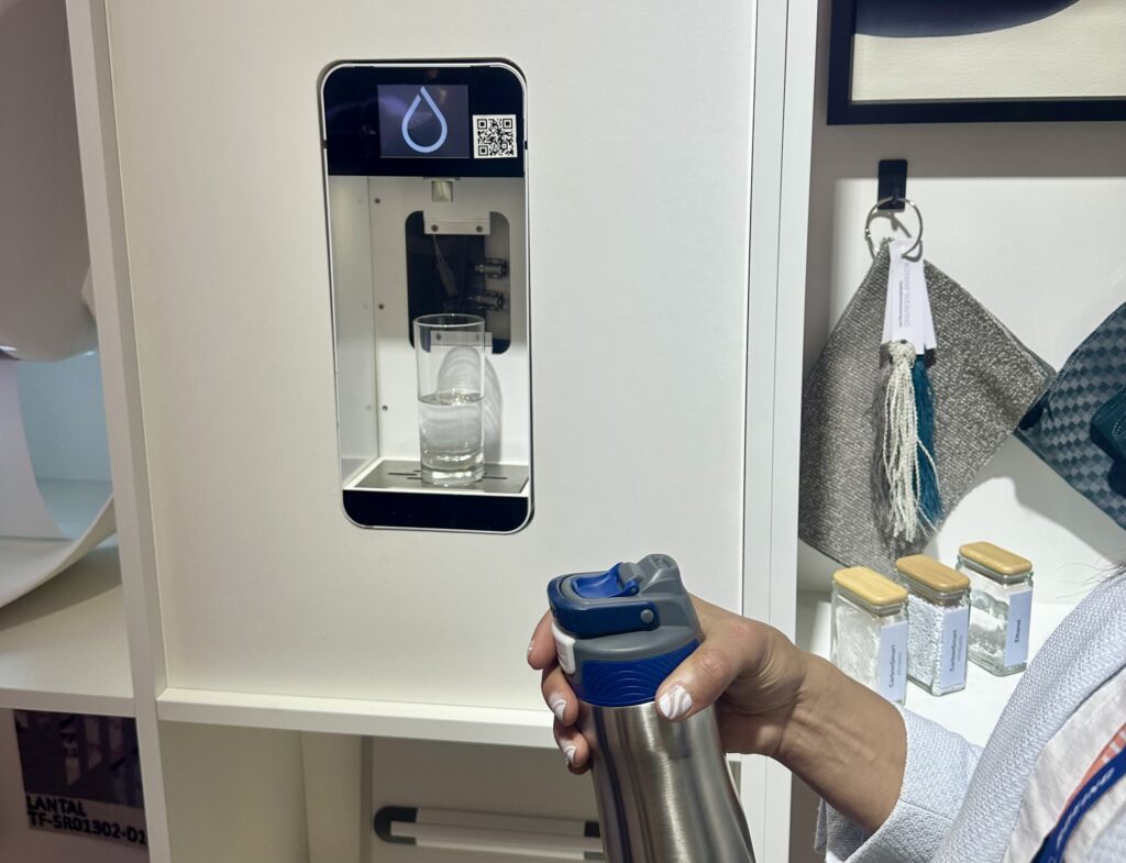 Sanitized Water Dispenser on display on Boeing's stand at AIX 2026