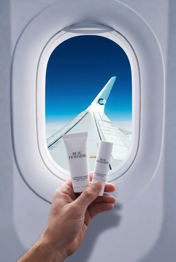 Beau Domaine products are displayed from the La Compagnie amenity kit.