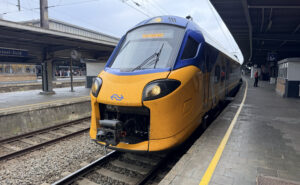 EuroCity Direct trainset arriving at the platform.