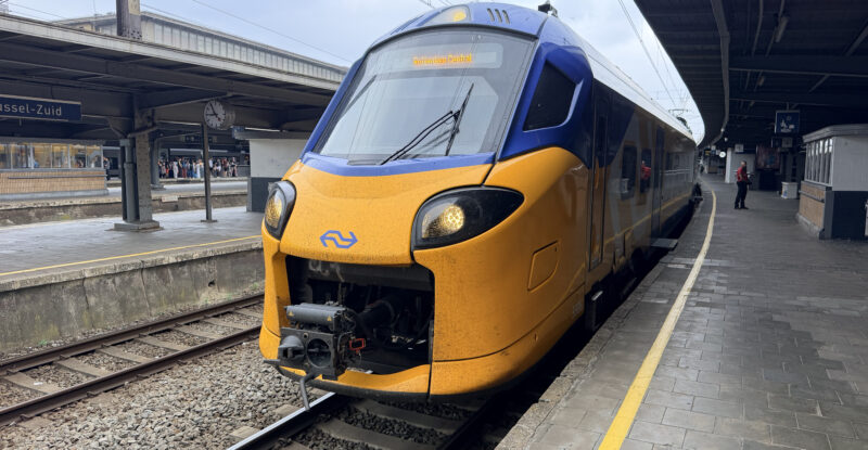 EuroCity Direct trainset arriving at the platform.
