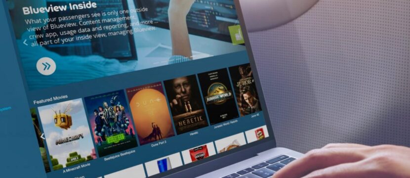 Blueview portal is on a laptop and being used inflight by a passenger