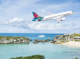 Rendering of BermudAir A220 in flight over the Caribbean