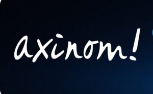 Axinom! logo in white on a black background.