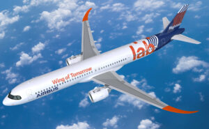 Airbus rendering Wing of Tomorrow aboard an A321neo in flight