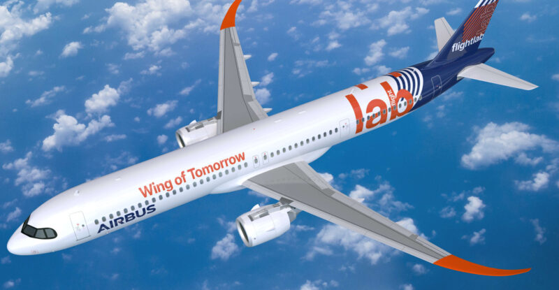 Airbus rendering Wing of Tomorrow aboard an A321neo in flight
