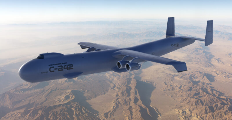 A ‘C-242’ military version of WindRunner in flight.