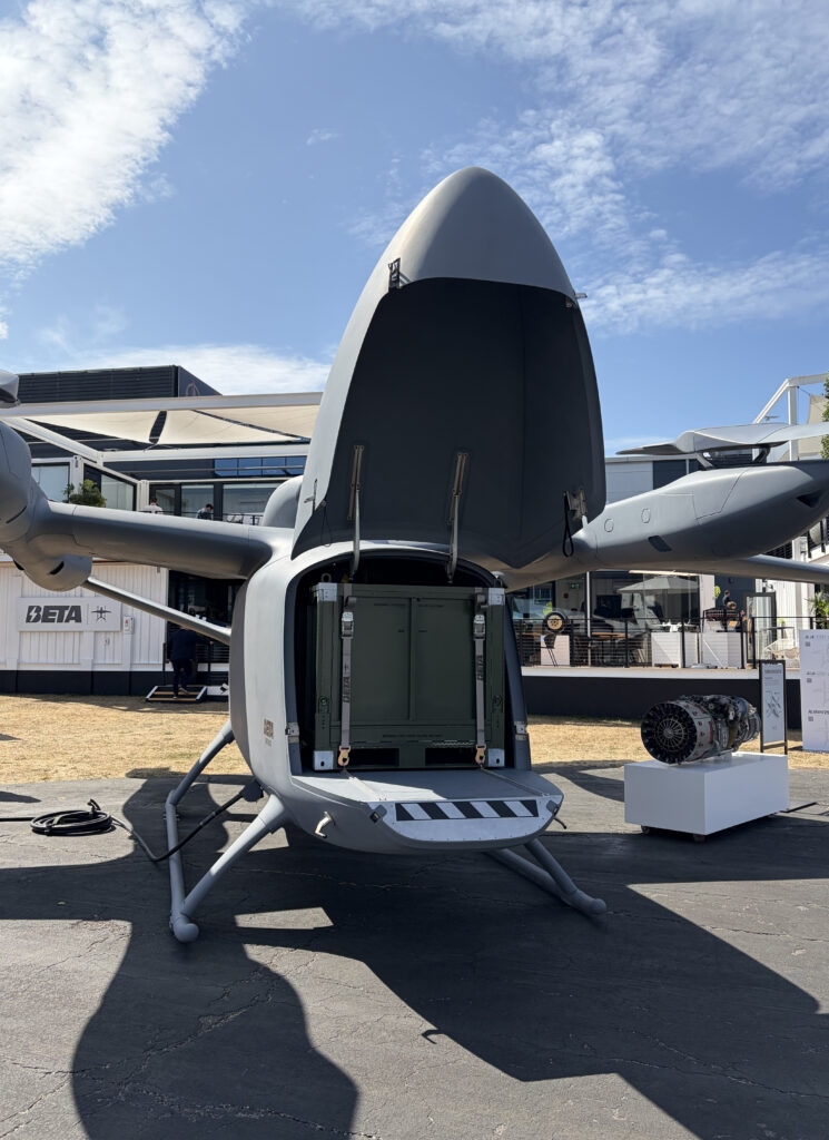 BETA Technologies’ MV250 provided an extraordinary contrast to the Sherpa in the Farnborough static.