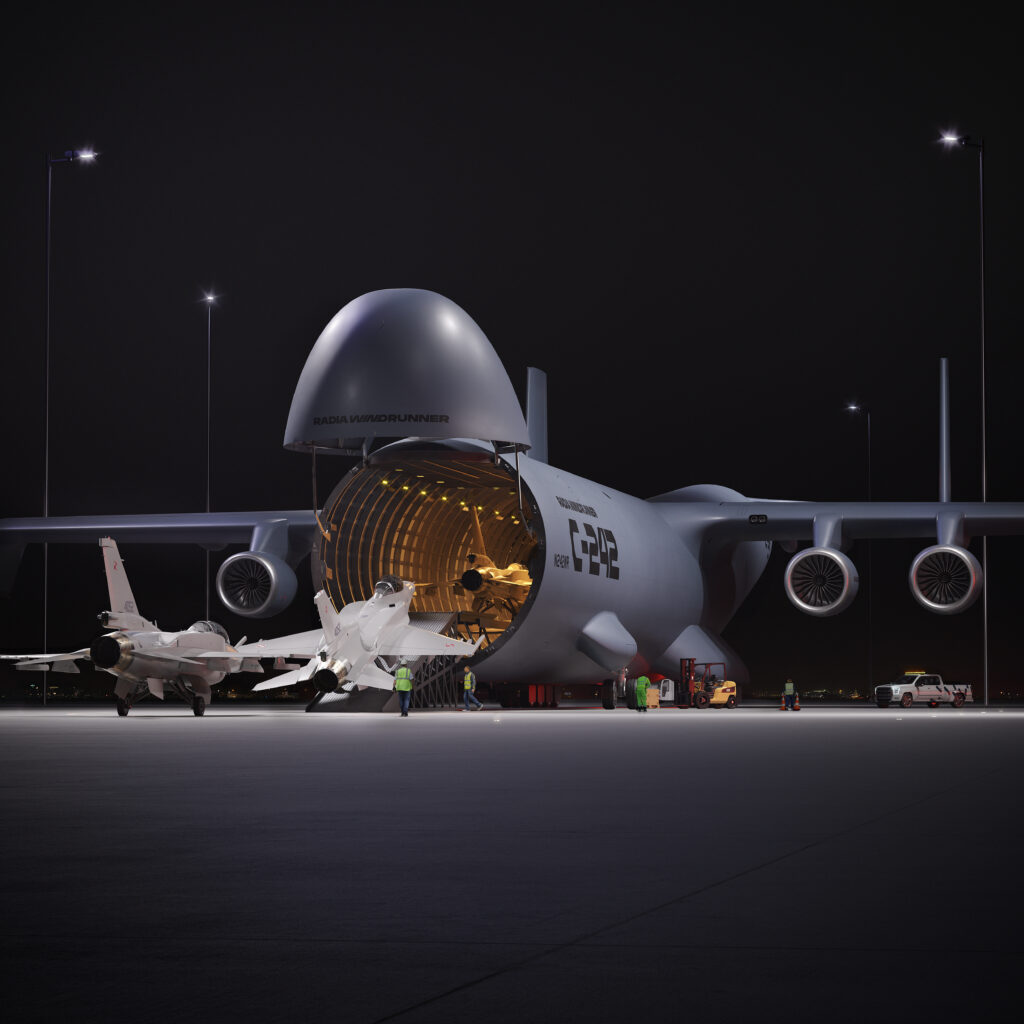WindRunner in military livery loading F-16s