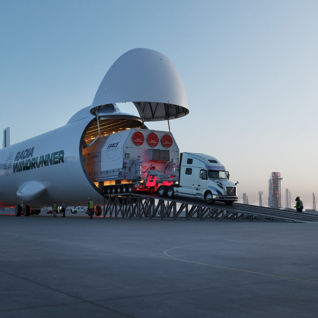 WindRunner unloading a satellite.