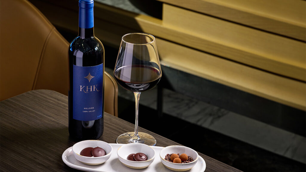 The pairing: KHK Hillside Cabernet Sauvignon, K+M Extravirgin Chocolate and K+M hazelnut dragées