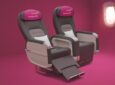 Eurowings Premium BIZ Seat in grey with pink head rests.