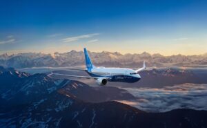 Boeing 737-7 MAX aircraft in flight.