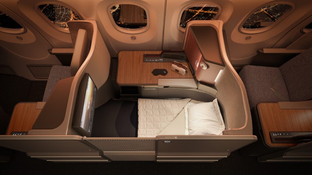 Qantas 787 Business Suite in lay flat mode.