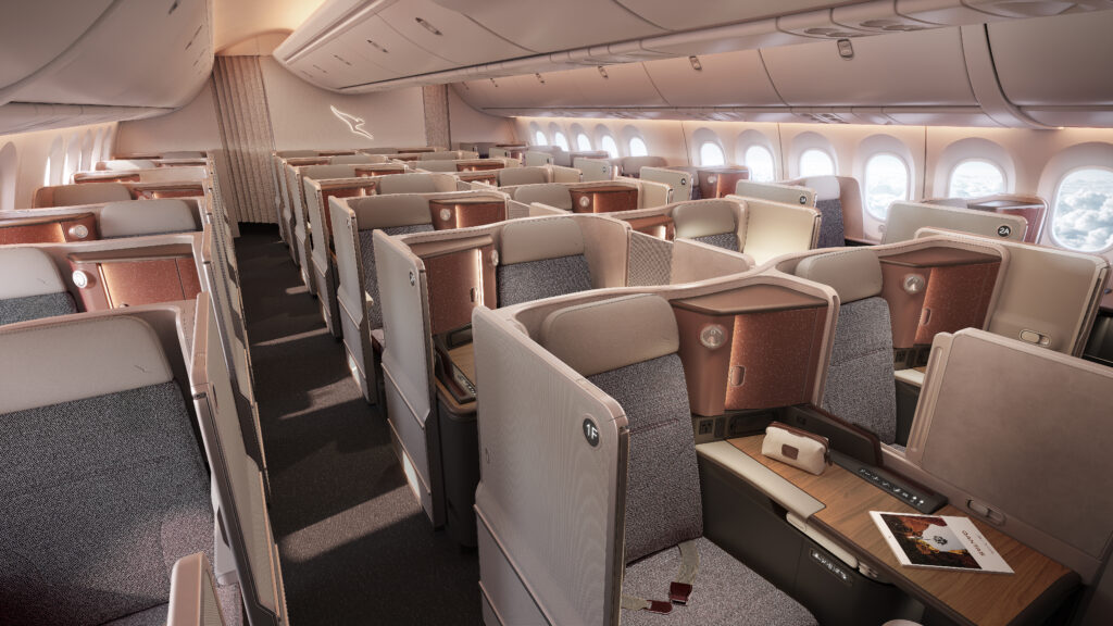 Qantas 787 business class cabin