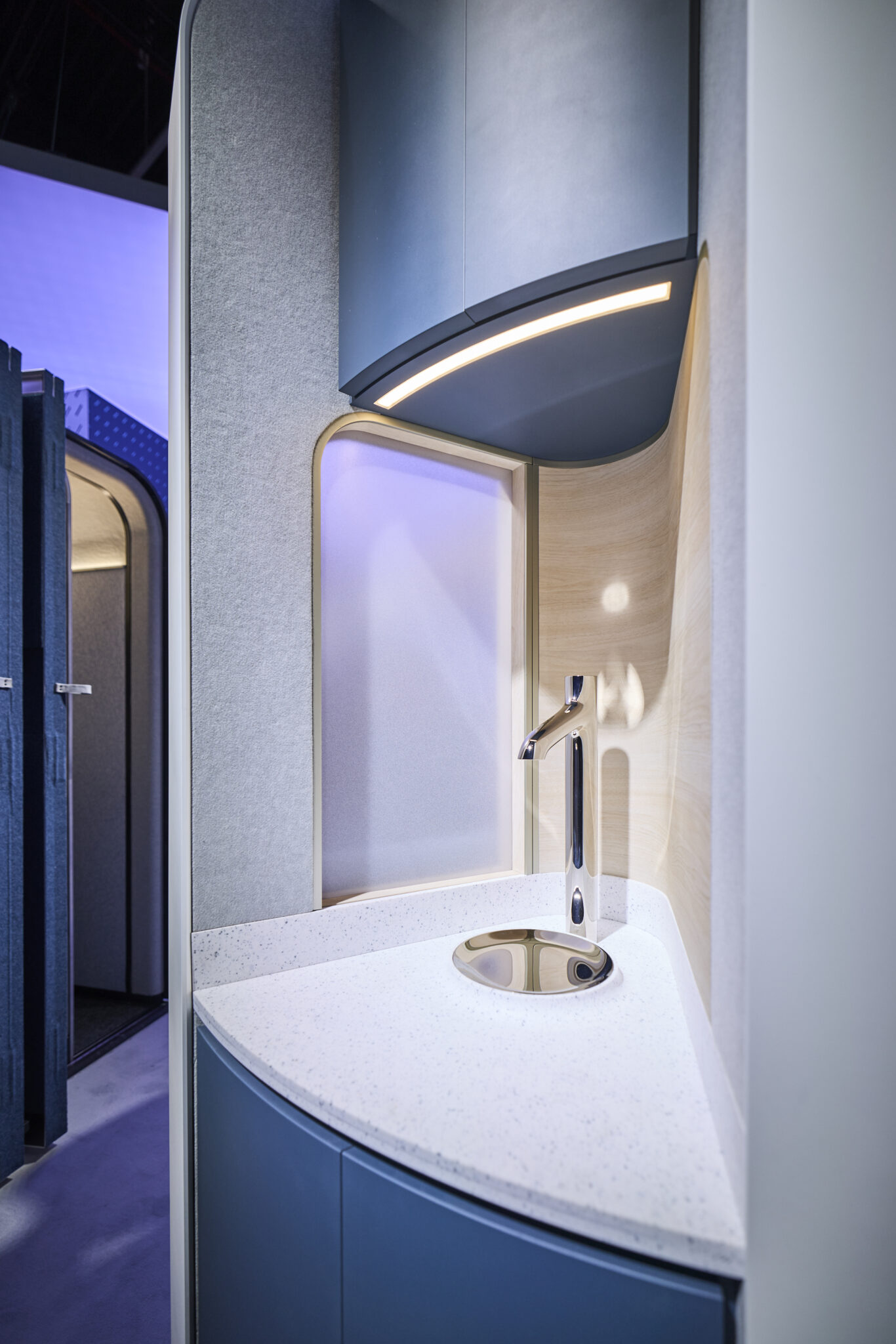 Water dispenser monument concept, as seen on Boeing's stand at AIX 2026