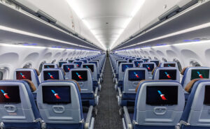 American Airlines premium seatback IFE.