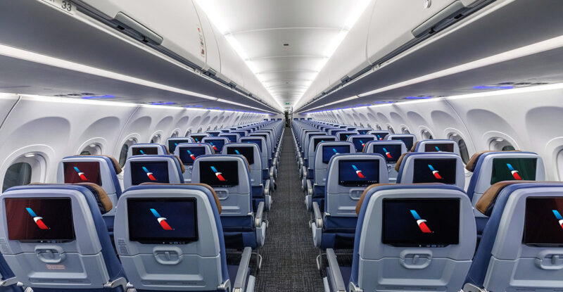 American Airlines premium seatback IFE.