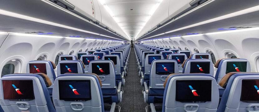 American Airlines premium seatback IFE.