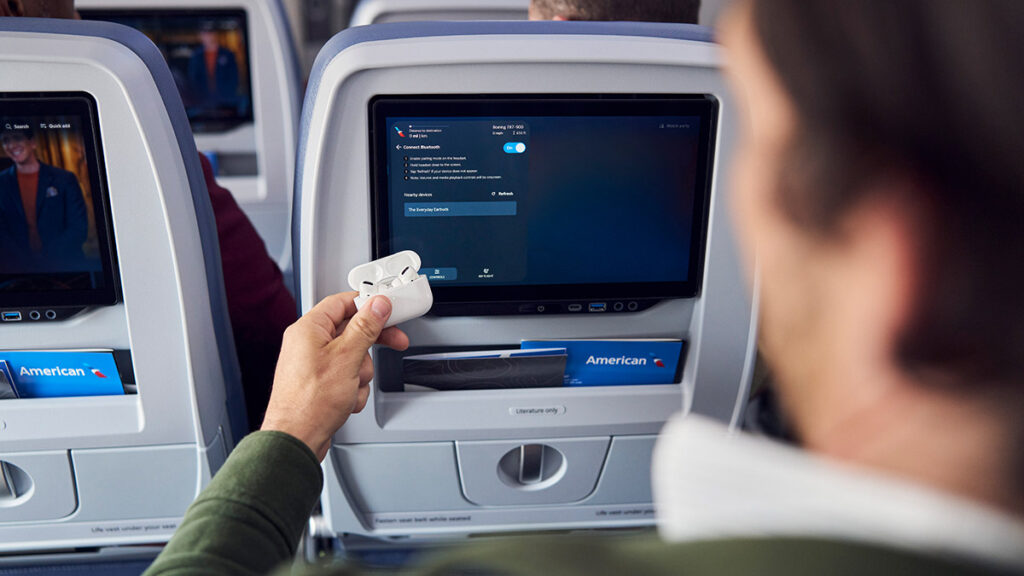 American Airlines premium seatback IFE