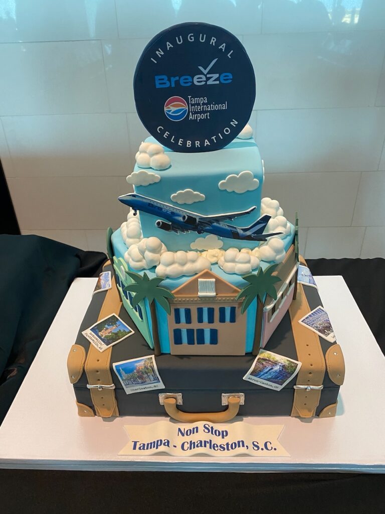 A celebratory cake to mark Breeze's debut flight.