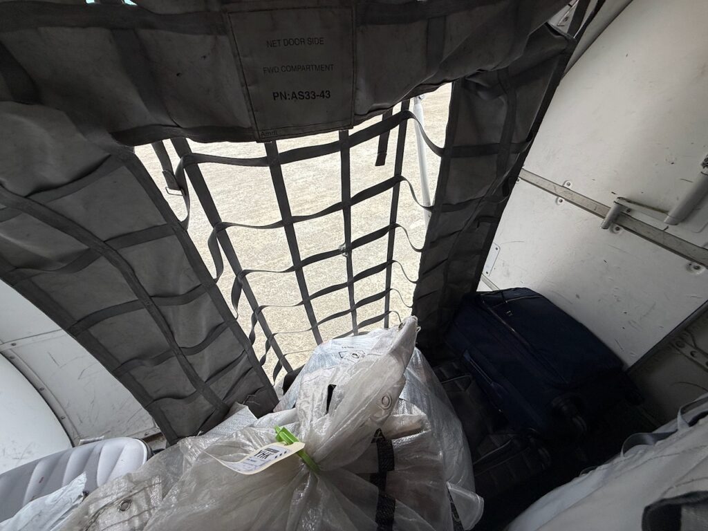 Cargo net on the aircraft.