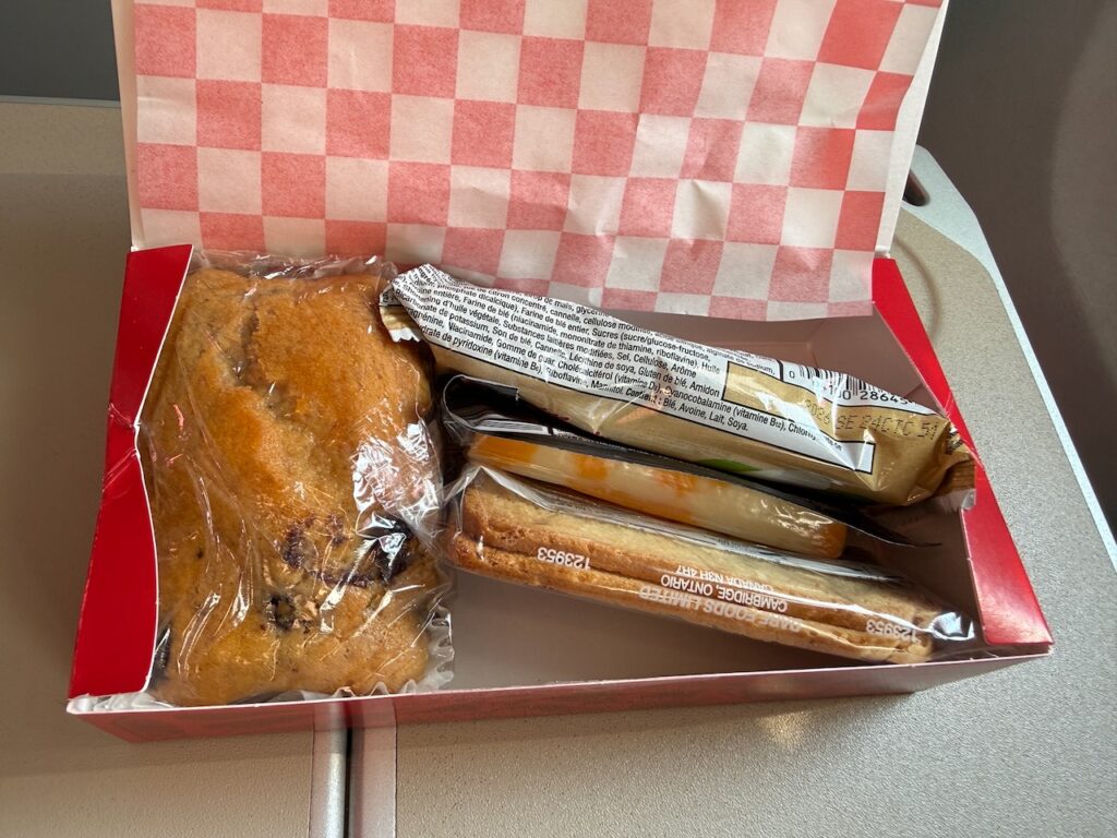Canadian North snack box on the ATR