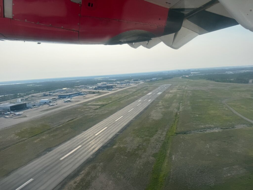 The aircraft is taking off.