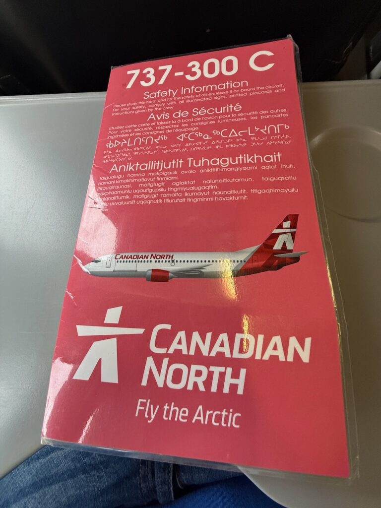 Canadian North 737-300 air safety card