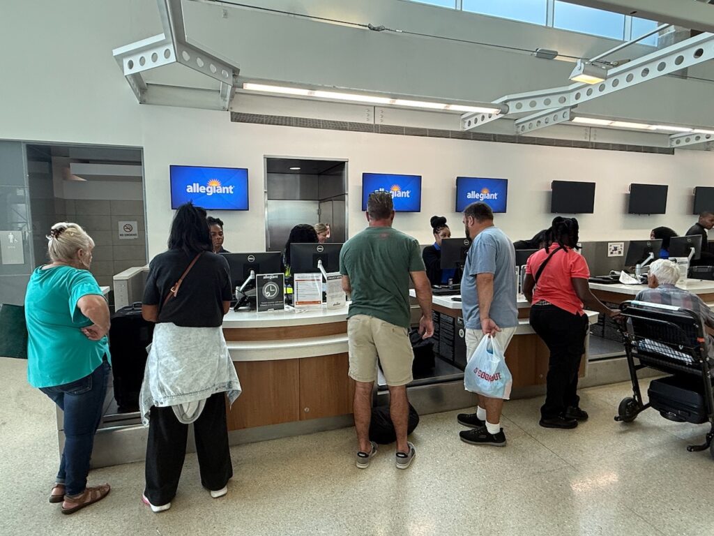 Allegiant check-in counter at Fort Lauderdale.