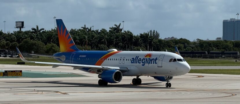Allegiant aircraft on the runway.
