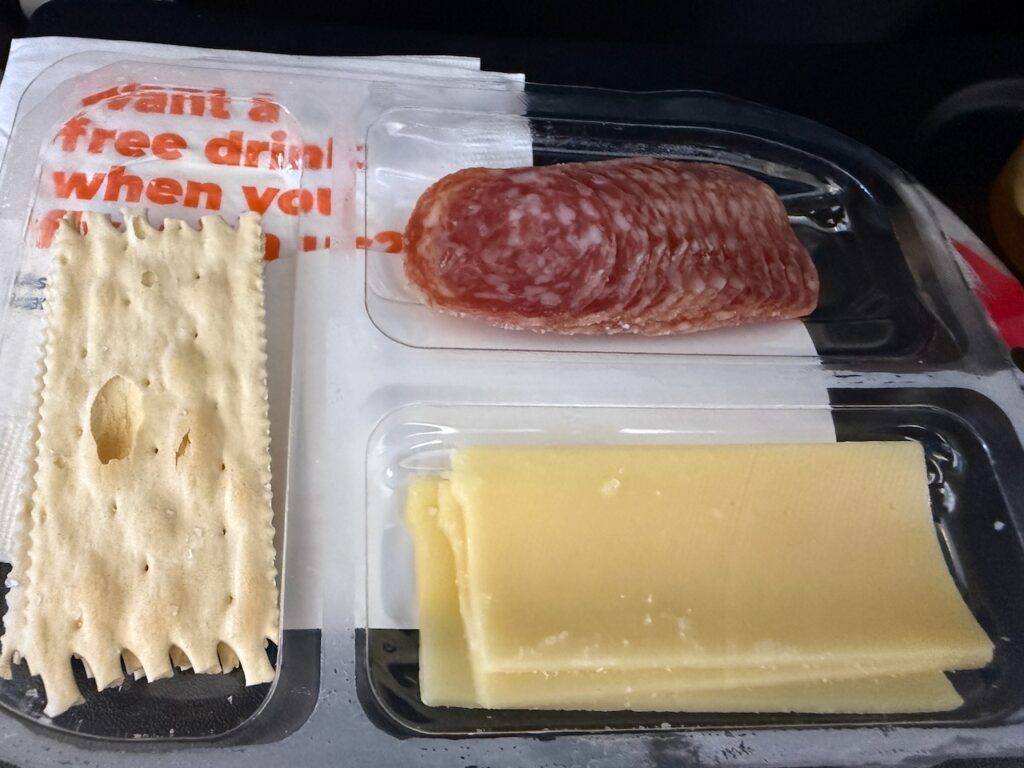 Cheese, meat and crackers.