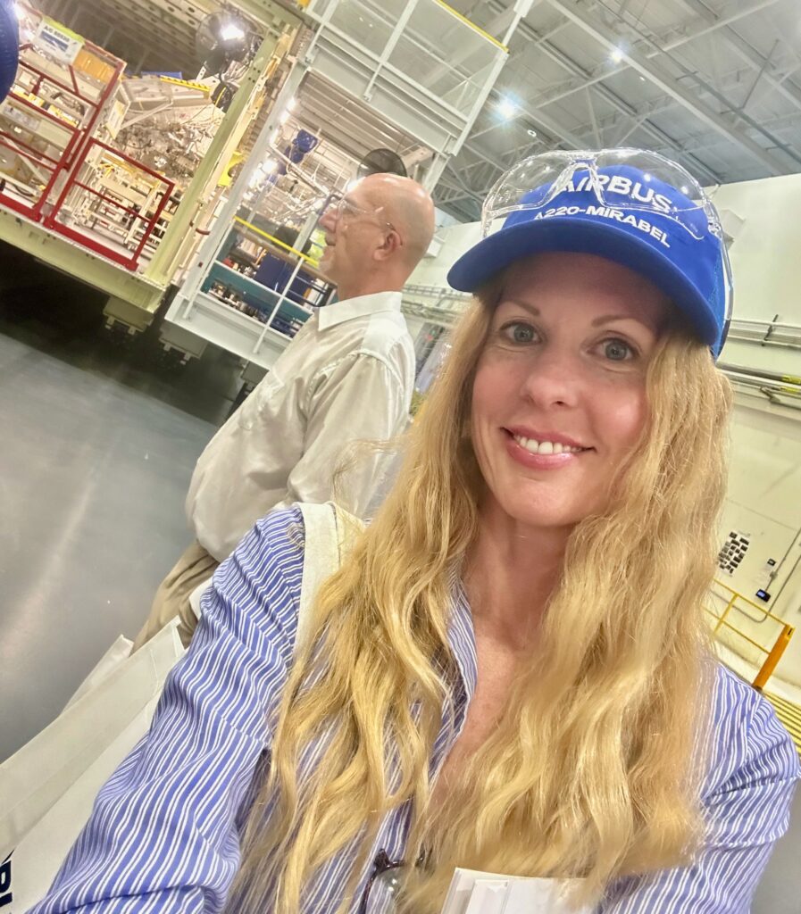 Mary Kirby at Airbus A220 FAL in Mirabel