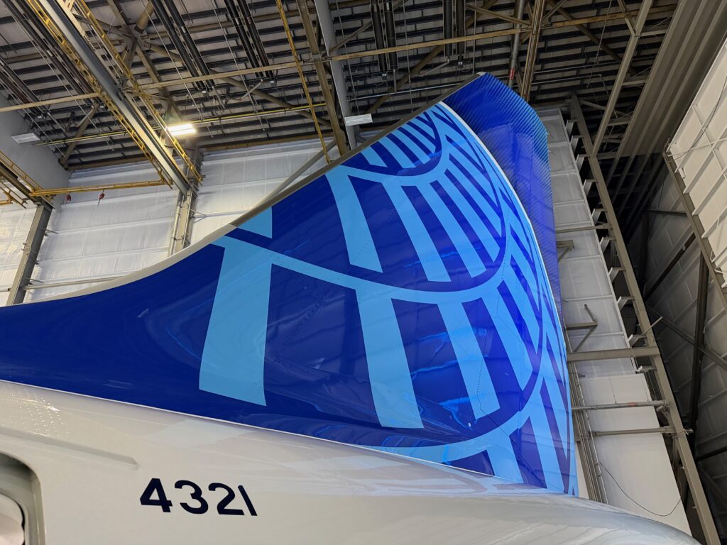 Close up of the A321XLR tail