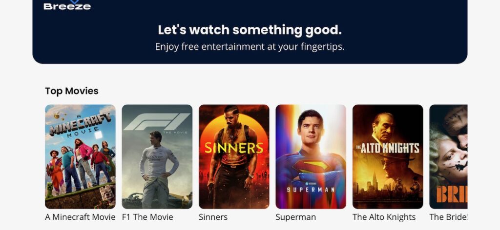 A selection of movies available for streaming.
